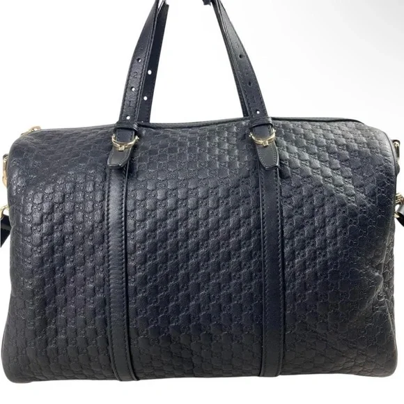 Gucci Black Leather Monogram Bag - Picture 3 of 13